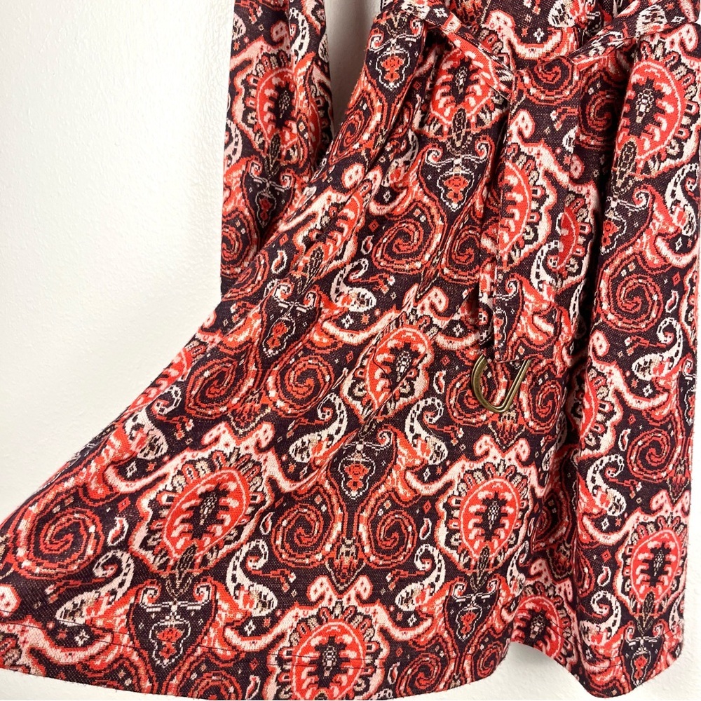Anthropologie Maeve Belted Paisley V-Neck Long Sleeve A-Line Knit Dress Small - Picture 5 of 8
